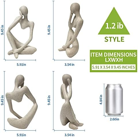 Sandstone Resin Thinker Style Abstract Sculpture Statue Collectible / Sandstone - Left Reverie