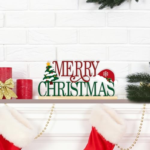 Metal Metal Merry Sign Decorations for Home Party Shelf Mantel