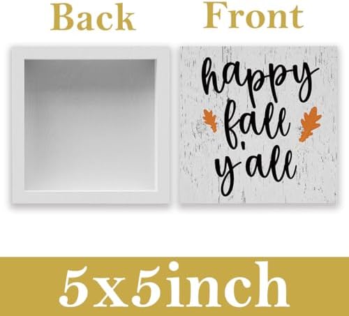 Happy Fall Y'all Sign Fall Decorations for Home Office Indoor Fall Desk Decor for Bathroom Bedroom Thansgiving Decorations 5 x 5 Inches