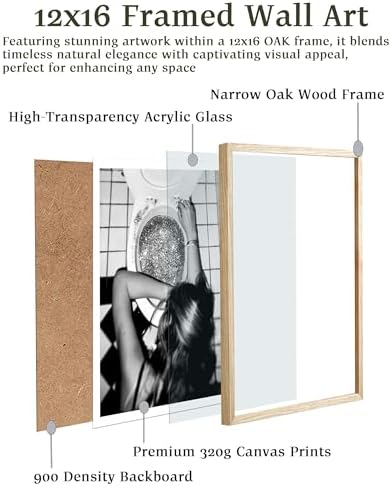 EcoHest 12x16 in After the Disco Party Framed Wall Art for Bathroom