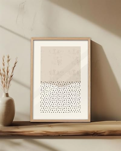 KensTro 16x20 Oak Framed Beige Christian Abstract Wall Art