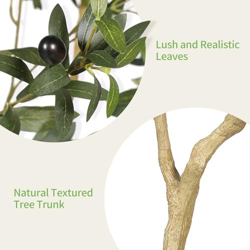 Realead 7ft Artificial Olive Tree with Tall Exquisite Planter