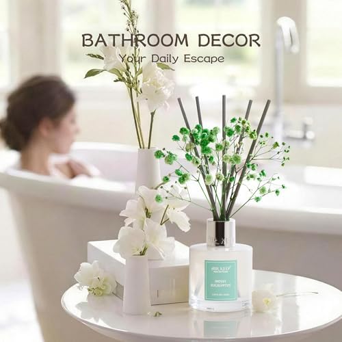 Airkeep Reed Diffuser Set,3.38 fl oz (100 ml) - Moss Eucalyptus Oil Diffusers with 8 Reed Sticks, Home Fragrance Reed