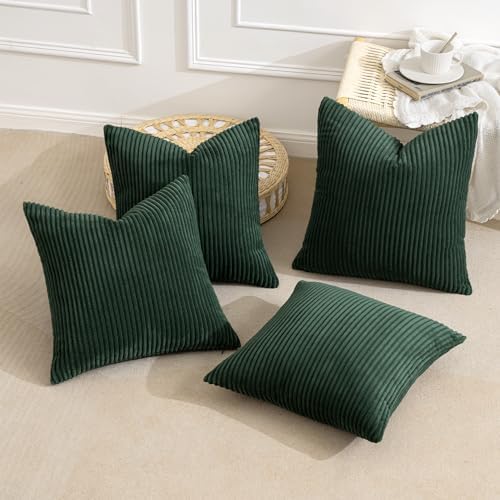 MIULEE Soft Corduroy Decorative Throw Pillow Covers Army Green 16x16