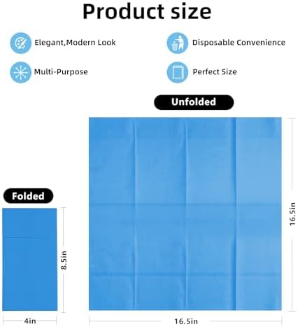 KAMMAK Napkins Disposbale 100 Pack Sky Blue Cloth like Paper Dinner Napkins with Pocket Folded Wedding Napkin Guest Hand Towels for Party Reception, Bathroom, Kitchen, Restaurants (16.5 x 16.5 inch)