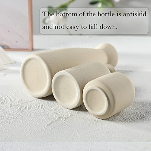 Beige Ceramic vase Set-3 Small Flower vases for Decor / 3set-beige