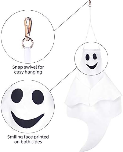 Skylety 4 Pcs 32 Inch Halloween Ghost Decoration Outdoor Hanging Windsock