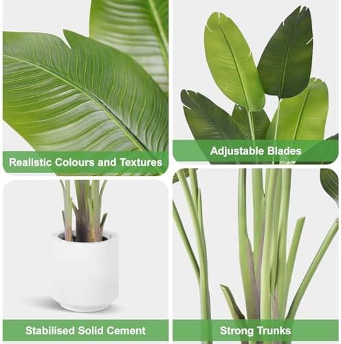 Artificial Bird of Paradise Plant 6Ft Tall Fake Tropical Palm Tree Large Fake Plants with 13 Silk Banana Leaves Faux
