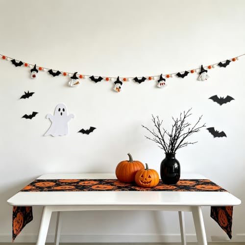DN DECONATION Halloween Garland for Mantle, Ghost Bat Decor for Wall Party