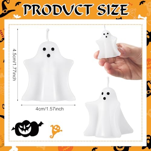Jutom 10 Pcs Halloween Ghost Candles Mini Ghost Decor, Cute