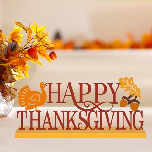 Metal Happy Thanksgiving Sign Decorations for Home Party Shelf Mantel