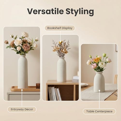 Beige Ceramic vase Set-3 Flower vases for Decor / 3set-tall Beige