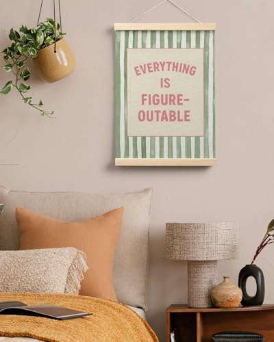 FGFK Preppy Pink and Green Everything Is Figureoutable Inspirational Framed hanging Canvas wall art Poster Prints