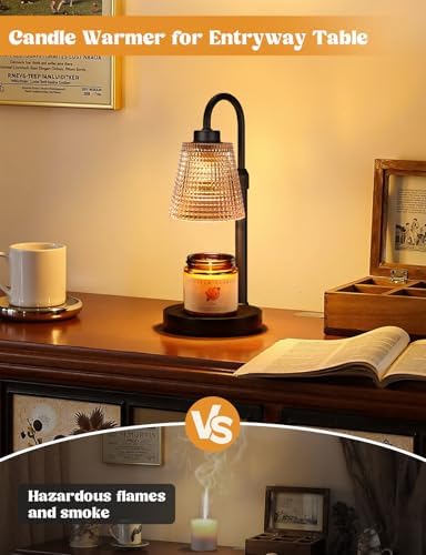 Amber Candle Warmer Lamp with Timer, Dimmable Candle Warmer for Jar Candles, Height Adjustable Wax Melts Warmer