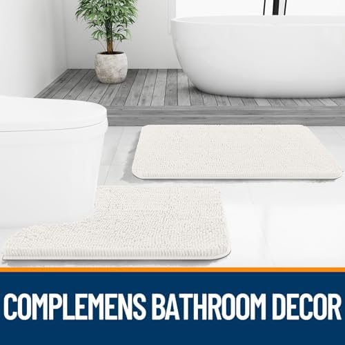 OLANLY Bathroom Runner Rugs 45x27, Extra Soft Absorbent Chenille Bath Rugs