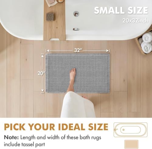 MIULEE Set of 2 Waffle Bathroom Rugs Boho Bath Mat Light Grey 20x32 Inch