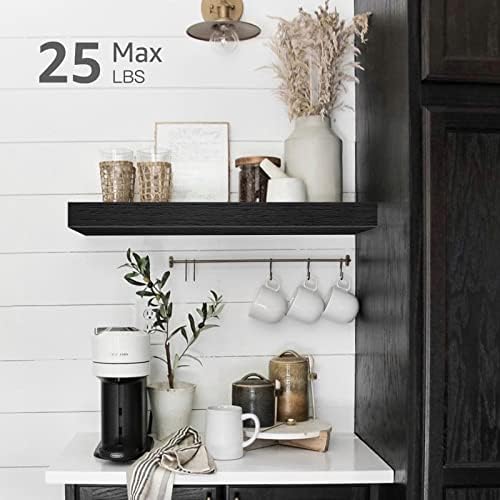QEEIG Floating Shelves for Wall Small Shelf (Black, Set of 3, 15.7" x 6.7")