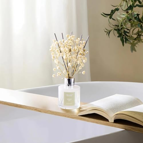 Airkeep Reed Diffuser Set, 3.38 fl oz (100 ml) - Jasmine Lily Lemon Oil Diffusers with 8 Reed Sticks, Home Fragrance