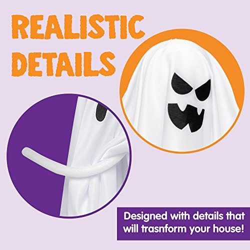 JOYIN 7 Pcs Halloween Hanging Ghost Decorations Outdoor, 19.6” Flying White Ghosts Decor for Halloween Tree Front Yard Patio Lawn Garden Party and Holiday Décor