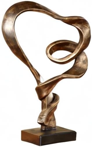 Love Statue / Resin Abstract Heart Design / Antique Gold