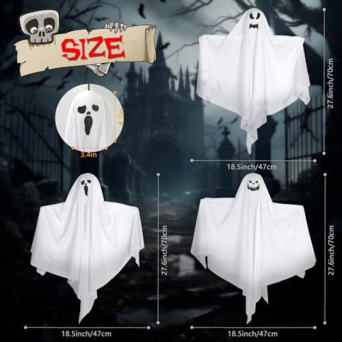 9 Pack Halloween Hanging Ghosts, 27.6 Inch Flying Ghost Decorations