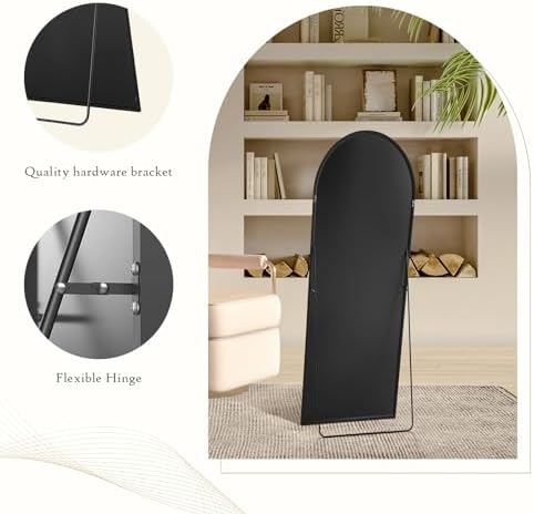 Arched Full Length Floor Mirror, 21"x64" Body Wall Mirror with Stand