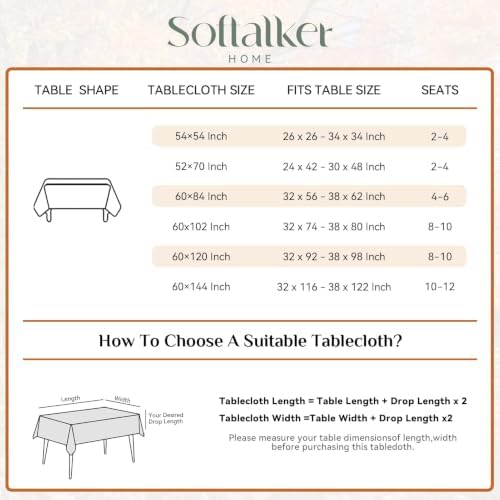 Softalker Fall Tablecloth Rectangle 60 x 84 Inch, Thanksgiving Home Decor