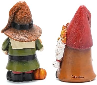 Hodao Fall Pumpkin Gnome Figurines, Thanksgiving Decorations, Set of 2