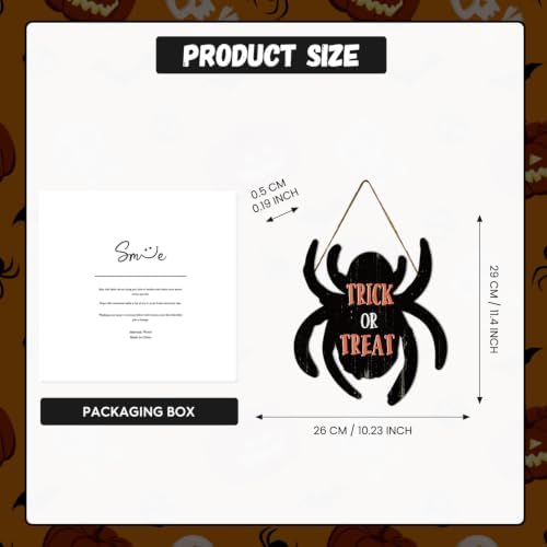 Smile Halloween Wooden Door Hanger with Trick or Treat Spider Design