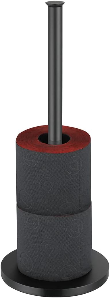 JQK Toilet Paper Storage Stand Matte Black, 304 Stainless Steel Thicken 0.8mm Tissue Reserve Holder 3 Rolls Dispenser