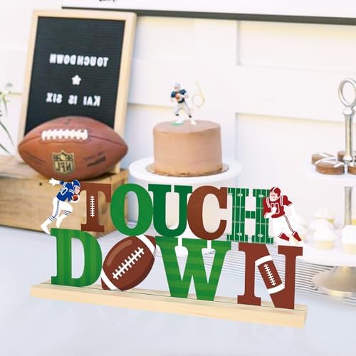 Metal Football Touch Down Sign Decorations for Home Party Shelf Mantel
