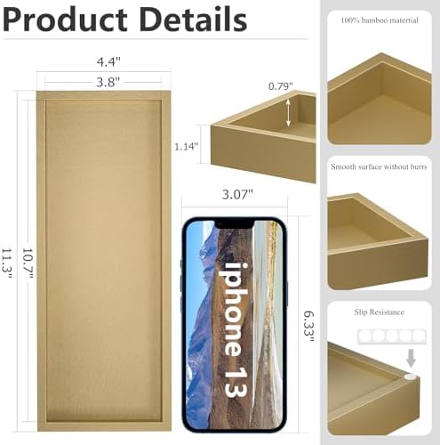 Candle / Toilet Tank Tray / 11.3 x 4.4 x 1.1 / Gold