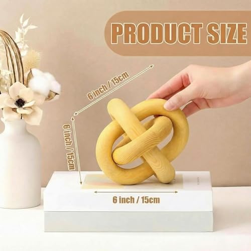 Yalikop 3 Link Wood Knot Decor Rustic Table Shelf Accents, Yellow