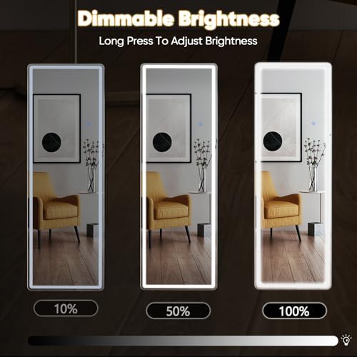 DUMOS Full Length Mirror with Light, 21"x64" LED Floor Standing Mirror