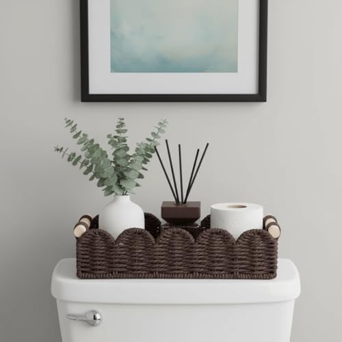 CubesLand Toilet Paper Storage Basket Organizer, Small Wicker Decor Basket