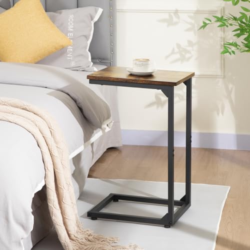 AMHANCIBLE C Shaped End Table Set of 2, Couch Side Table that Slide Under