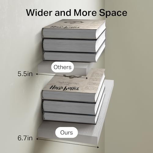 BAYKA White Floating Shelves 15.7in, Set of 3, Wall Mounted for Wall Decor