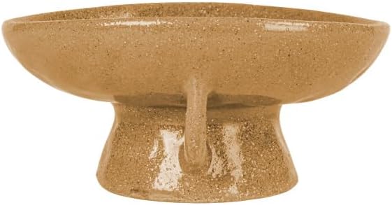 Stoneware Footed Pedestal Bowl / Taupe / 8.0" Round x 3.75" Tall
