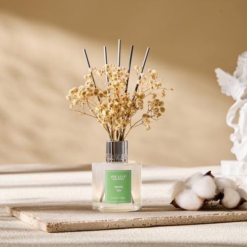 Airkeep Reed Diffuser Set,3.38 fl oz (100 ml) - White Tea Oil Diffusers with 8 Reed Sticks, Home Fragrance Reed