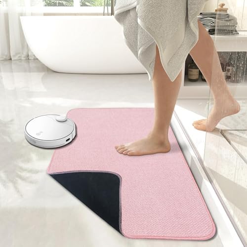 Bath Mat,Ultra Thin Bathroom Rugs,Rubber Bath Mats for Bathroom,No Slip Bath Rugs,Quick Dry,Machine Washable,Low