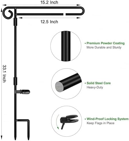 HOOSUN Garden Flag Stand Holder Easy to Install Strong and Sturdy wrought iron Pole Fits Mini Flag 12.5" x 18" no need Extra accessories to fixed flag,Garden flag pole without flag