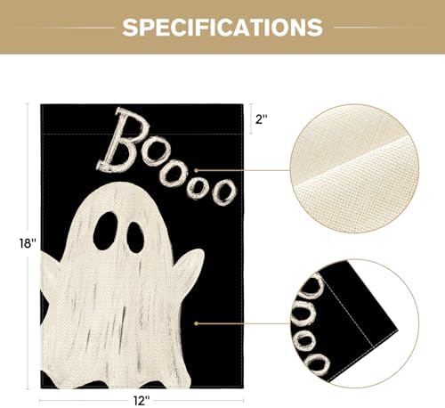 AVOIN colorlife Ghost Boo Halloween Garden Flag 12x18 Inch for Outside