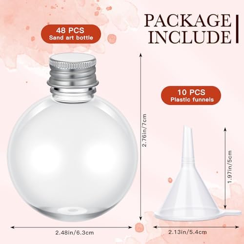 FoldTier 48 Pcs Plastic Potion Bottles with Caps,Silver,Aluminum Cap