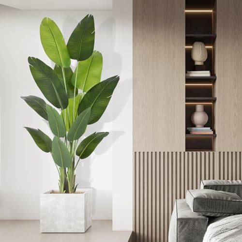 Artificial Bird of Paradise Plant 6Ft Tall Fake Tropical Palm Tree Large Fake Plants with 13 Silk Banana Leaves Faux