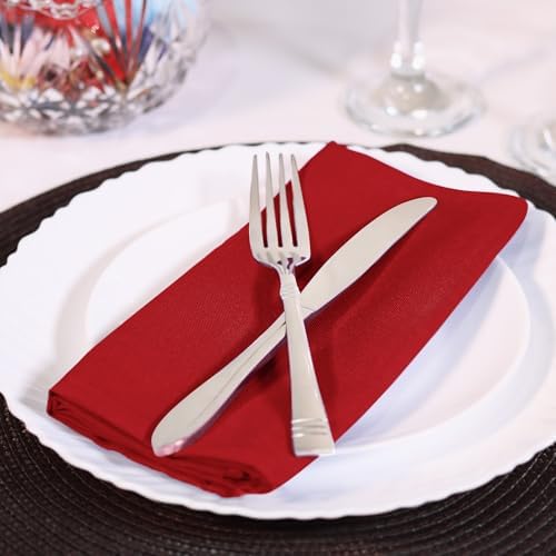 Utopia Home [12 Pack, Red] Cloth Napkins 20x20 Inches, 100% Polyester