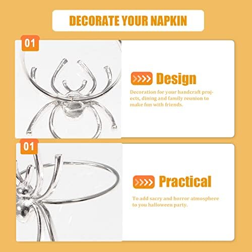 STOBOK Spider Napkin Rings Set of 6 for Home Kitchen Dining Room Table Napkin Rings Horror for Wedding Party Banquet Halloween (Silver)