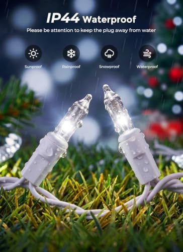 Minetom Pure White Christmas String Lights 100 Count 20 Feet, White Wire