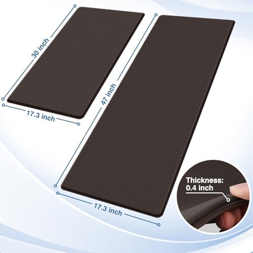 StepRite Kitchen Mats for Floor, 2-Piece Anti-Fatigue Rugs, Chocolate