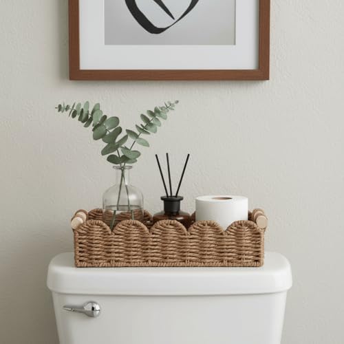 CubesLand Toilet Paper Storage Basket Organizer, Small Wicker Decor Basket