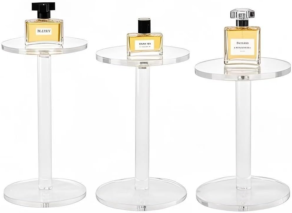 4 " Dia Acrylic Display Riser Jewelry Watches Round Pedestal Flower- Stand Small Figure / Set of 3